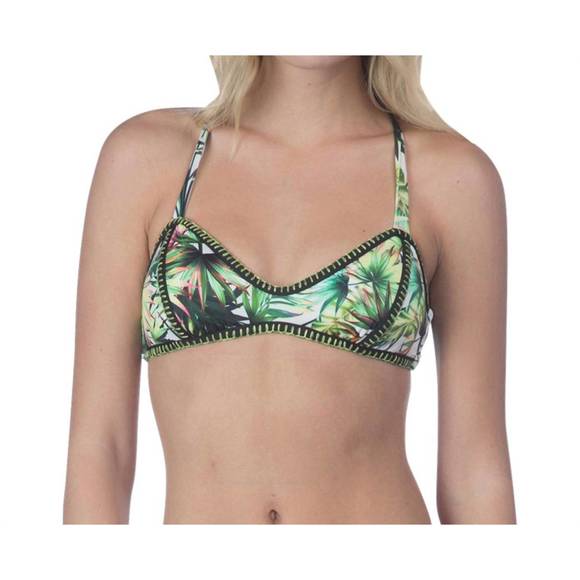 NEW LUCKY BRAND cross back bralette bikini top in coastal palms - Picture 1 of 2